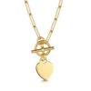 Personalised T-Bar Paperclip Chain With Heart Pendant – Gold -Fashion Accessories 00035HK 2515 YG 3