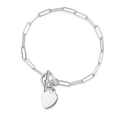 Personalised Bracelet T-Bar Heart On Paperclip Chain – Silver -Fashion Accessories 0003BK 2685 SS 3