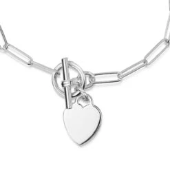 Personalised Bracelet T-Bar Heart On Paperclip Chain – Silver -Fashion Accessories 0003BK 2685 SS 4
