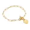 Personalised Bracelet T-Bar Heart On Paperclip Chain – Gold -Fashion Accessories 0003BK 2685 YG