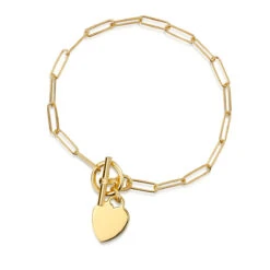 Personalised Bracelet T-Bar Heart On Paperclip Chain – Gold 9 Personalised Bracelet T-Bar Heart On Paperclip Chain – Gold -Fashion Accessories 0003BK 2685 YG 3