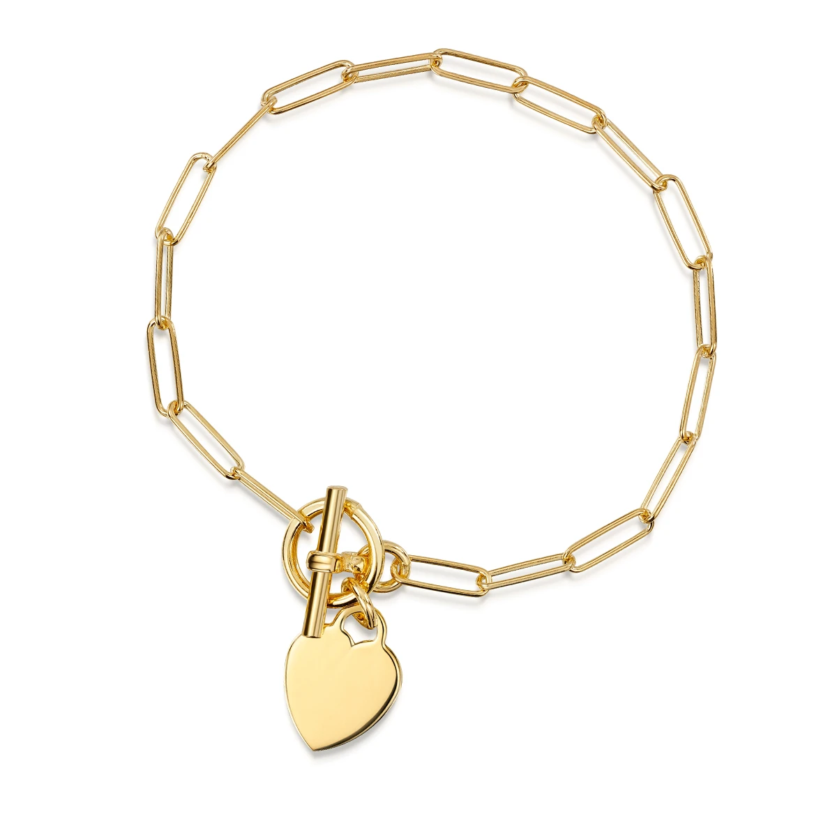 Personalised Bracelet T-Bar Heart On Paperclip Chain – Gold 5 Personalised Bracelet T-Bar Heart On Paperclip Chain – Gold - Image 3