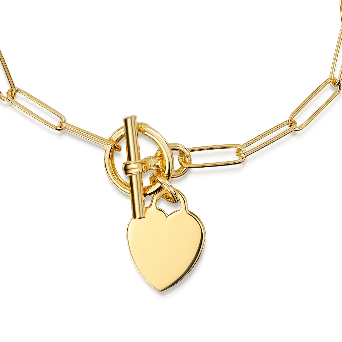 Personalised Bracelet T-Bar Heart On Paperclip Chain – Gold 6 Personalised Bracelet T-Bar Heart On Paperclip Chain – Gold - Image 4