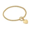 Personalised Bracelet T-Bar Heart On Bead Chain – Gold -Fashion Accessories 0003BK 2694 YG