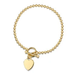 Personalised Bracelet T-Bar Heart On Bead Chain – Gold -Fashion Accessories 0003BK 2694 YG 3
