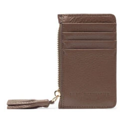Personalised Leather Card Purse – Taupe -Fashion Accessories 055 2