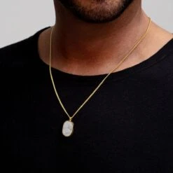Men’s Small Howlite Dog Tag Locket – Gold 13 Men’s Small Howlite Dog Tag Locket – Gold -Fashion Accessories 10
