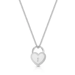 Italian Love Lock Heart Padlock Necklace – Silver