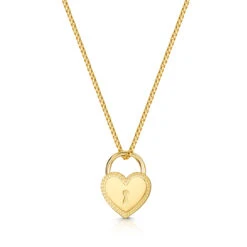 Italian Love Lock Heart Padlock Necklace – Gold