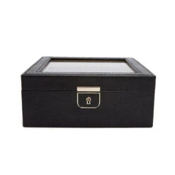 Wolf Palermo Leather Watch Box – Anthracite Black -Fashion Accessories 213802