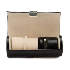 Wolf Palermo Watch Roll And Jewellery Pouch – Anthracite Black