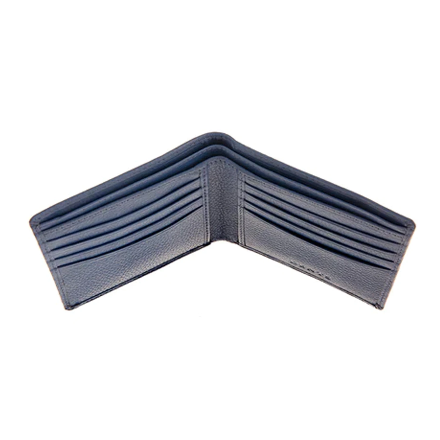 Pebble Grain Leather Slim Billfold Wallet – Blue 5 Pebble Grain Leather Slim Billfold Wallet – Blue - Image 3