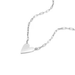 Personalised Heart Pendant With Paperclip Chain – Silver -Fashion Accessories 2417BK 0364 SS 2