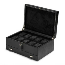 Wolf British Racing 10 Piece Watch Box – Black