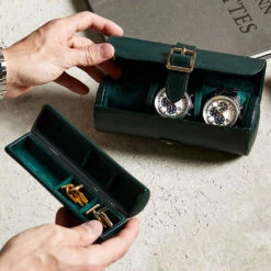 Wolf British Racing Green Triple Watch Roll -Fashion Accessories 792941 5