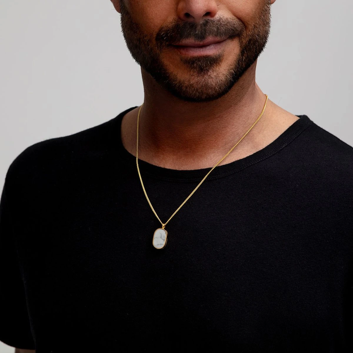 Men’s Small Howlite Dog Tag Locket – Gold 8 Men’s Small Howlite Dog Tag Locket – Gold - Image 6