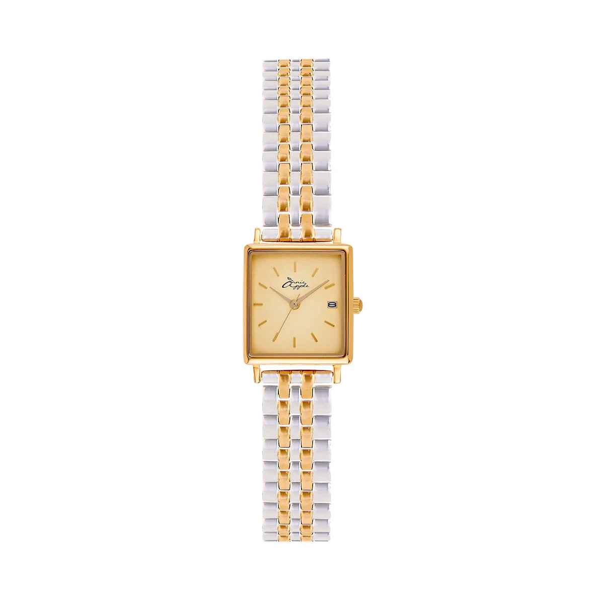 Quaintrelle Square Silver & Gold Link Ladies Watch 3 Quaintrelle Square Silver & Gold Link Ladies Watch