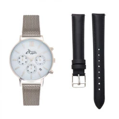 Marsielle Silver & Black Interchangable Ladies Watch