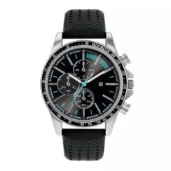 Spirit Men’s PU Strap Watch – Black & Silver