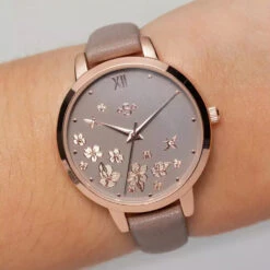 Spirit Ladies Mink & Rose Gold Floral Watch – Faux Leather Strap -Fashion Accessories ASPL121 PERS 3