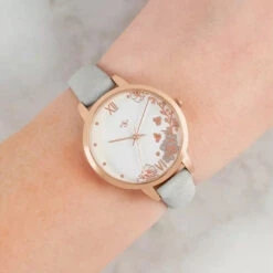 Spirit Ladies Grey & Rose Gold Floral Watch – Faux Leather Strap -Fashion Accessories ASPL149 PERS 3