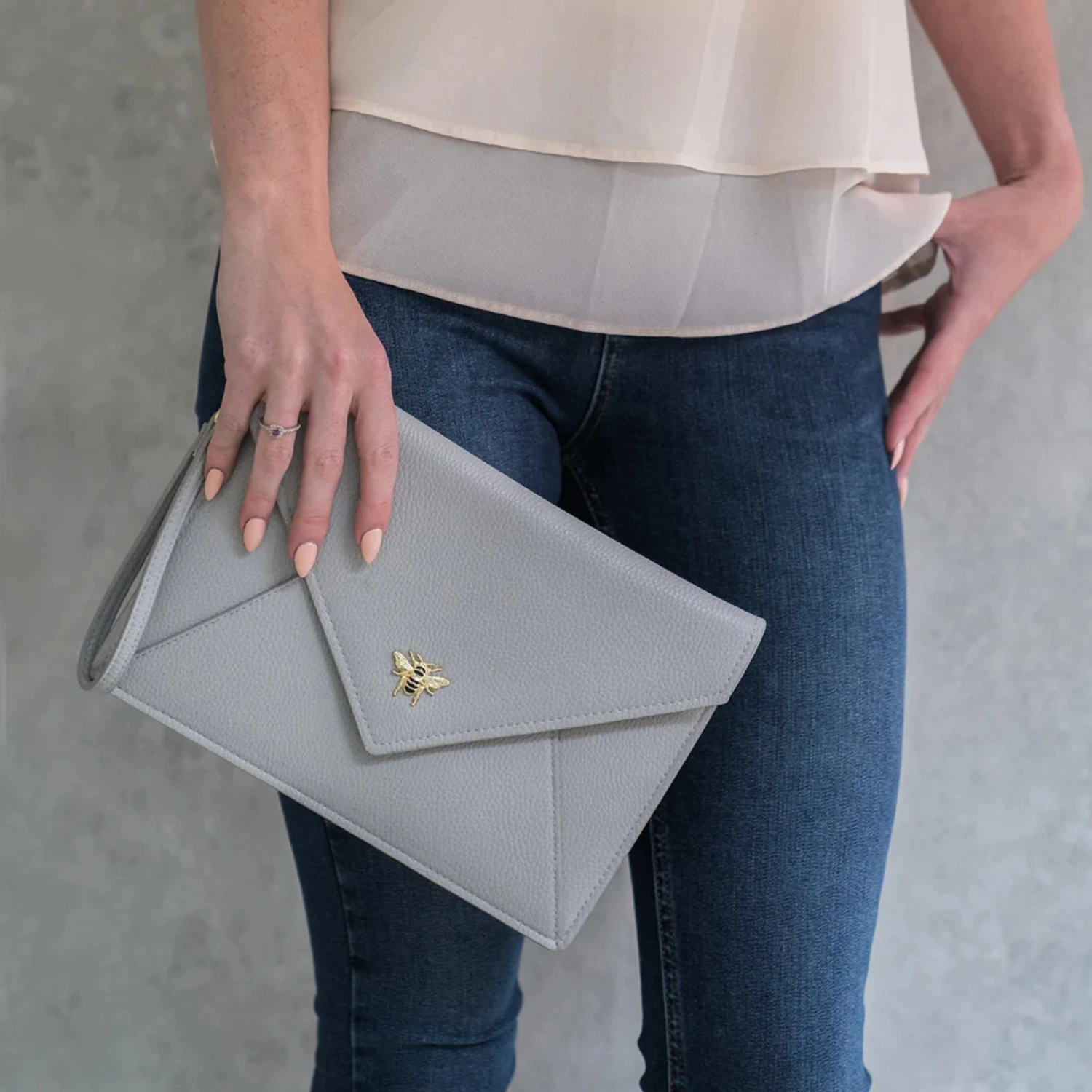 Personalised Envelope Clutch Bag – Grey 6 Personalised Envelope Clutch Bag – Grey - Image 4