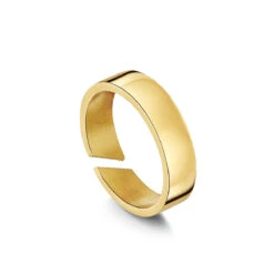 Adjustable Band Steel Ring – 18K Gold Plated Steel -Fashion Accessories Adjustable Band Steel Ring Side Gold