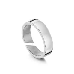 Adjustable Band Steel Ring – Stainless Steel -Fashion Accessories Adjustable Band Steel Ring Side Silver