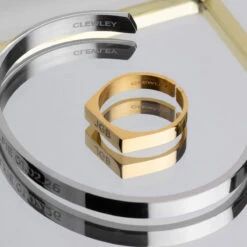 Adjustable Flat Faced Steel Ring – 18K Gold Plated Stainless Steel -Fashion Accessories Adjustable Flat Faced Steel Ring Lifestyle Gold