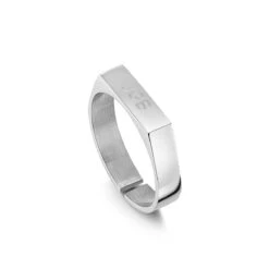 Adjustable Flat Faced Steel Ring – Stainless Steel -Fashion Accessories Adjustable Flat Faced Steel Ring Side2 Silver