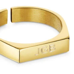 Adjustable Flat Faced Steel Ring – 18K Gold Plated Stainless Steel -Fashion Accessories Adjustable Flat Faced Steel Ring Zoom Gold