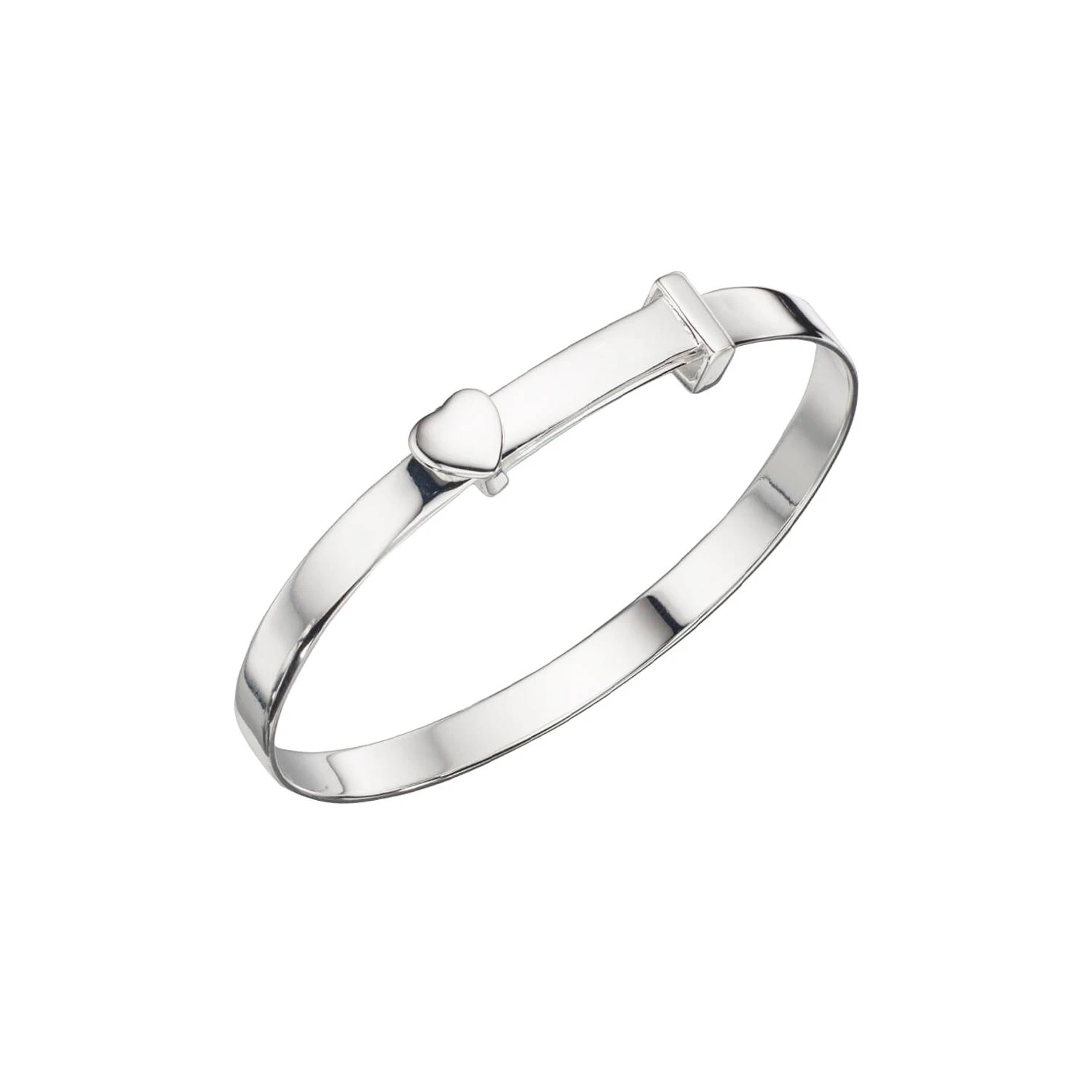 Silver Expandable Heart Baby Bangle 4 Silver Expandable Heart Baby Bangle - Image 2