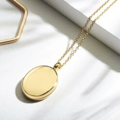Large Oval Locket – Gold -Fashion Accessories BIG Oval Plain New scaled 1
