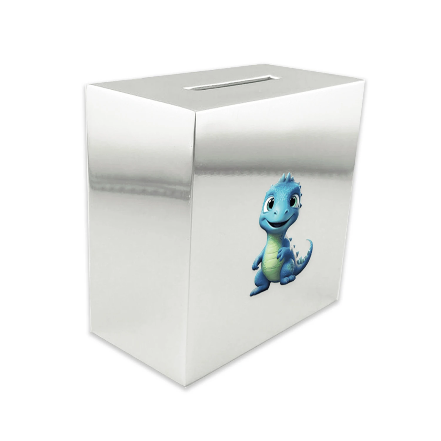 Personalised Children’s Silver Plated Money Box – Dinosaur 4 Personalised Children’s Silver Plated Money Box – Dinosaur - Image 2