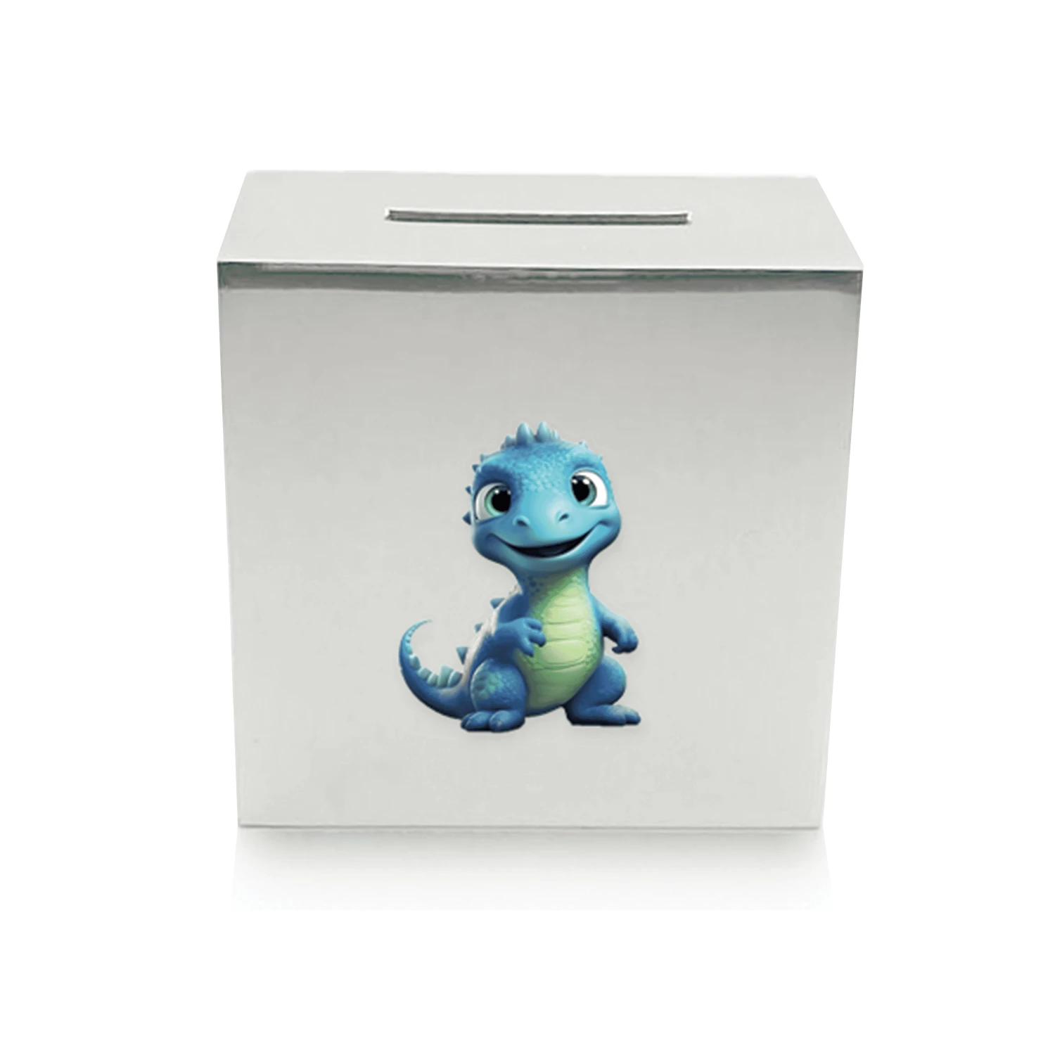 Personalised Children’s Silver Plated Money Box – Dinosaur 3 Personalised Children’s Silver Plated Money Box – Dinosaur