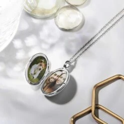 Birth Flower Oval Locket – Silver -Fashion Accessories Big Silver Oval mEdium Quality scaled 2