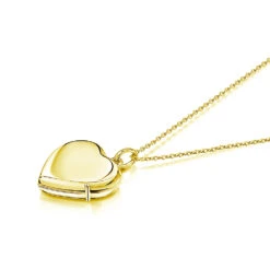 Gold Heart Personalised Locket -Fashion Accessories Big heart locket gold flat