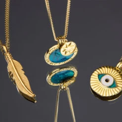 St Christopher Pendant With Compass Tag – 18K Gold Plated Solid Silver 16 St Christopher Pendant With Compass Tag – 18K Gold Plated Solid Silver -Fashion Accessories Blue Resin St Christopher Lifestyle Gold SP09377A