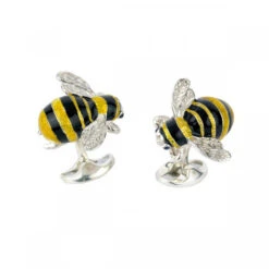 Engraved Bumble Bee Sterling Silver Cufflinks