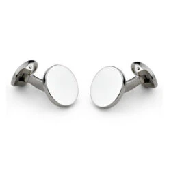 Sterling Silver Plain Round Cufflinks