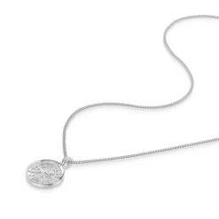 Solid Silver Compass Men’s Necklace -Fashion Accessories Compass Flat Silver SP096379A