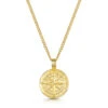 Solid Silver Compass Men’s Necklace – 18K Gold Plate -Fashion Accessories Compass Front Gold SP096379A