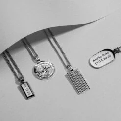 Solid Silver Compass Men’s Necklace -Fashion Accessories Compass Lifestyle2 SP096379A