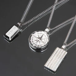Solid Silver Compass Men’s Necklace -Fashion Accessories Compass Lifestyle3 SP096379A