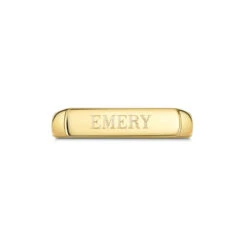 Contemporary Bar Personalised Signet Ring – 18k Gold Plate 925 Solid Silver -Fashion Accessories Contemporary Bar Signet Ring Front Gold