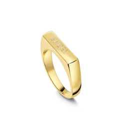Contemporary Bar Personalised Signet Ring – 18k Gold Plate 925 Solid Silver