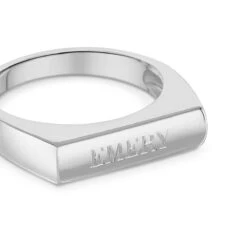 Contemporary Bar Personalised Signet Ring – 925 Solid Silver -Fashion Accessories Contemporary Bar Signet Ring Zoom Silver