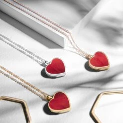 Coral Modern Heart Locket – Rose Gold -Fashion Accessories Coral Heart Trio mq scaled 1