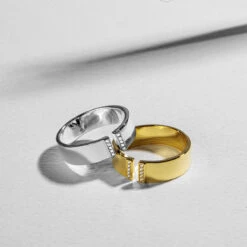 Crystal Split Band Personalised Ring – 18K Gold Plated Solid Silver -Fashion Accessories Crystal Split Band Lifestyle 1