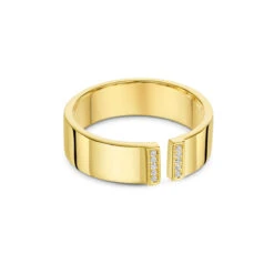 Crystal Split Band Personalised Ring – 18K Gold Plated Solid Silver -Fashion Accessories Crystal Split Band Side Gold